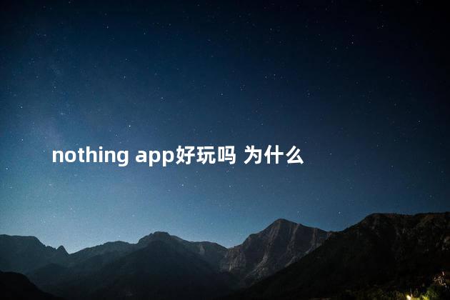 nothing app好玩吗 为什么nothing软件进不去